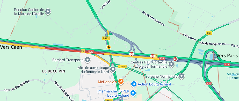 Grave accident sur l’A13 : l’autoroute fermée vers Paris à hauteur de Hongueville-Hénouville (Eure)