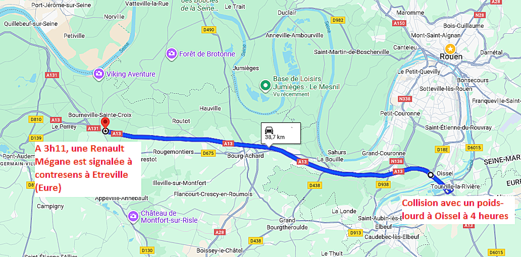 Voiture à contresens sur l’A13 entre Etreville et Oissel :deux blessés, dont un grave dans une collision