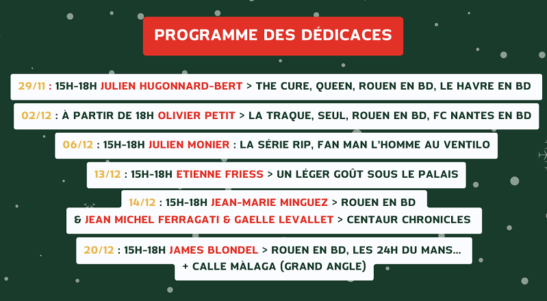 Le programme des dédicaces à venir