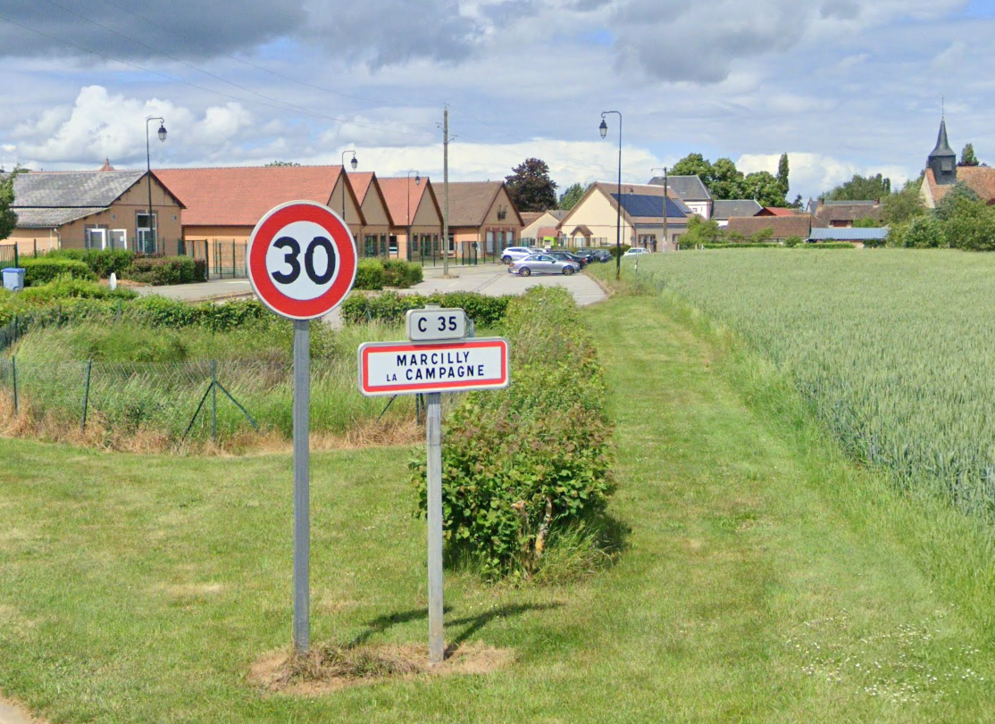 Les habitants de Marcilly-la-Campagne concernés par les mouvements de terrain ont jusqu'au 24 décembre pour se manifester - Illustration Google Maps