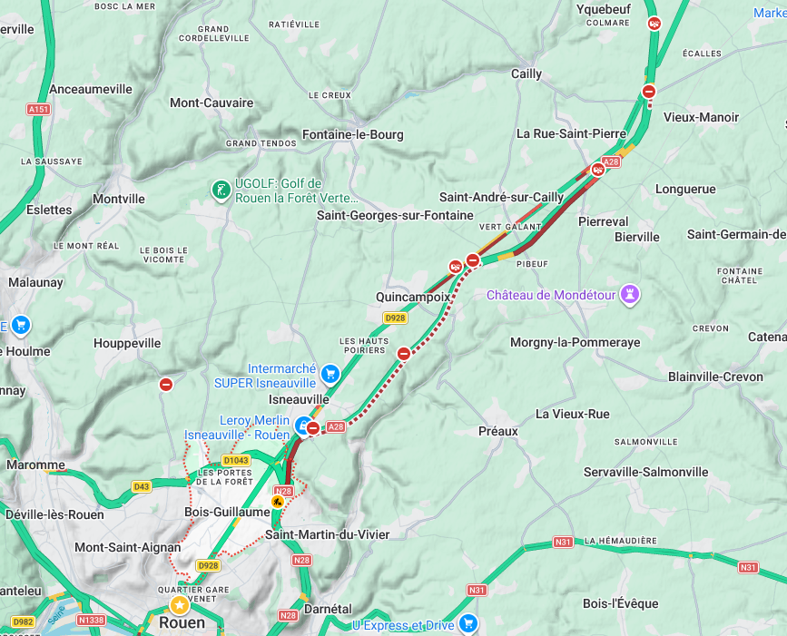 Carte Google Maps à 9h45