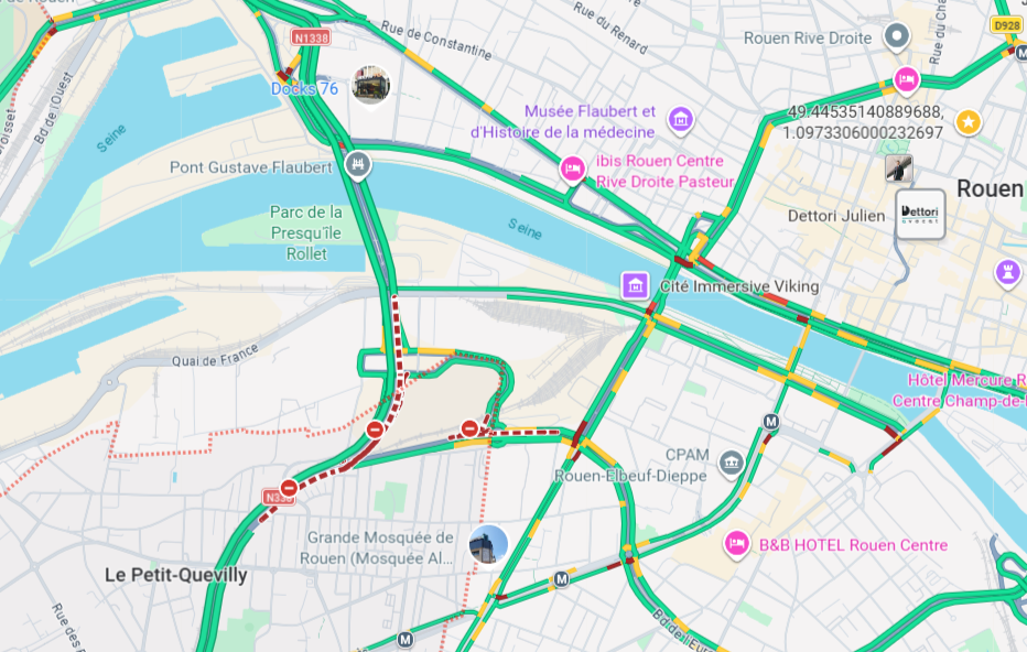 Pont Flaubert à Rouen : trois nuits de fermeture pour les travaux de raccordement à la Sud III
