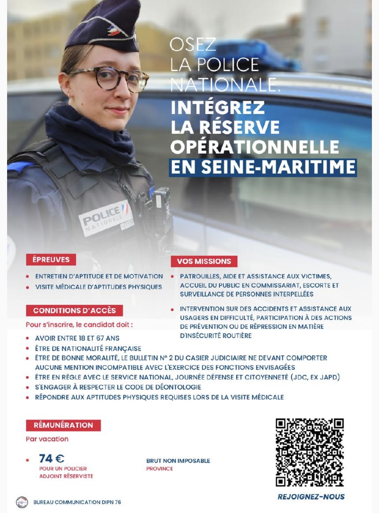 Seine-Maritime : la police nationale recrute des policiers adjoints et des réservistes