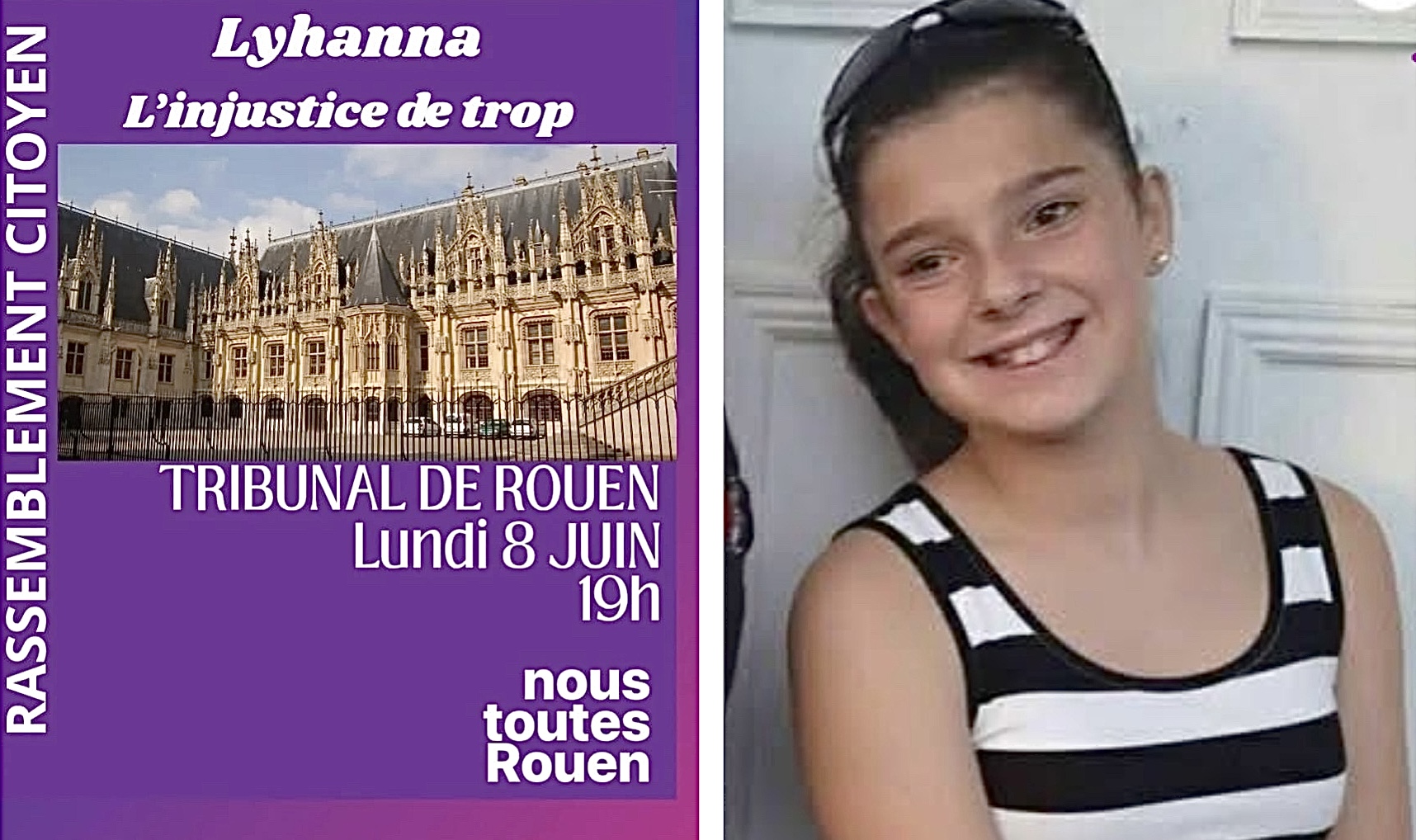 De nombreux appels à se rassembler devant le palais de justice de Rouen lundi soir sont publiés sur les réseaux sociaux, depuis la mort de Lyhanna, 11 ans (Photo publiée par la gendarmerie du Gers lors de l'appel à témoin)