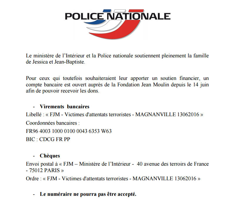 Paris Police Document Policiers assassinés : une collecte de dons est lancée pour Jessica et ...