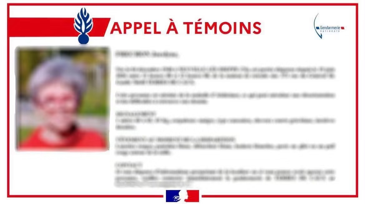 La gendarmerie a levé l’appel à témoin suite à la disparition inquiétante de Jocelyne Fréchon