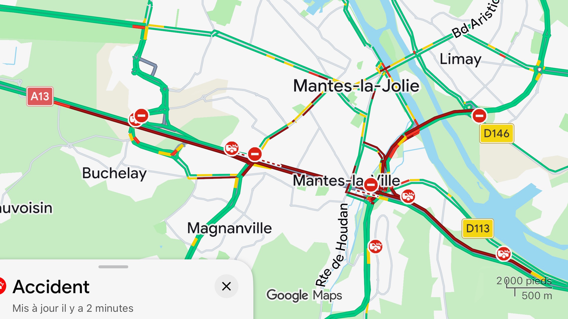 Accident mortel sur l’A13 à Mantes-la-Ville : circulation fermée dans les deux sens
