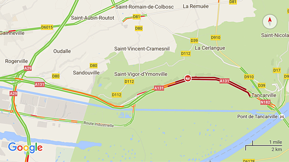 Un motard grièvement blessé sur l'A131 entre Tancarville et le Havre : la victime est héliportée 