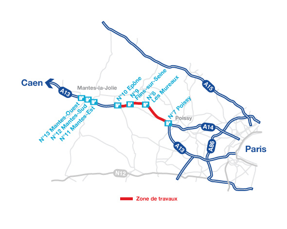 L'autoroute A13 en travaux cet été  : 10 km de chaussée rénovée entre Poissy et Épône (Yvelines)