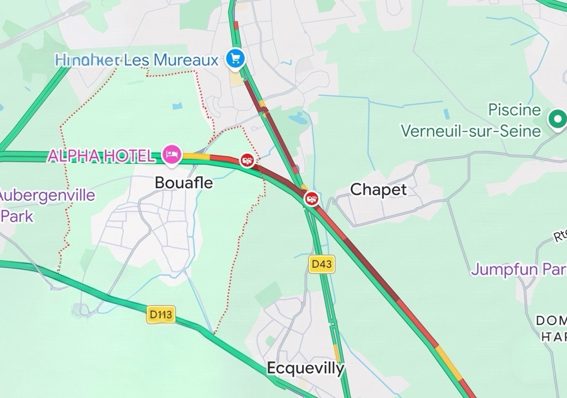 ​A13 : accident entre une moto et une voiture à Bouafle, deux voies concernées vers la Normandie