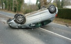 Perte de contrôle route de la Paix aux Andelys, la voiture s'immobilise sur le toit