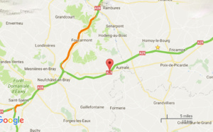 Sur l'A 29, en Seine-Maritime, l'essieu d'un camion-citerne chargé de 22 000 litres d'hydrocarbure prend feu 