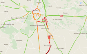 Un mort dans un accident entre deux poids-lourds et une voiture sur la RN154 près d'Évreux