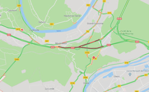 Voiture en feu sur l'A13 entre Rouen et Bourgtheroulde : l'autoroute est coupée vers Caen