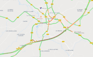 Un camion de 38 tonnes couché sur l'A28 près de Neufchâtel-en-Bray : l'autoroute est coupée vers Rouen