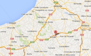 La remorque d'un tracteur renversée sur la D1015 à la frontière de Seine-Maritime