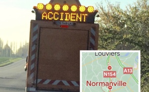 Accident de poids-lourds sur la N154 près d’Évreux : route coupée et bouchon 