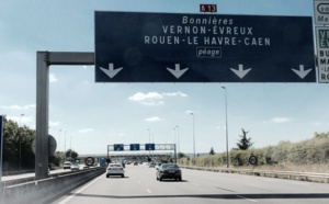  7 km de chaussée de l'autoroute A13 seront rénovés entre la barrière de péage de Mantes-Buchelay et l'échangeur de Bonnières (n°14), dans le sens Paris > Rouen - Illustration © infoNormandie 