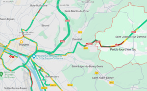 Feu de poids-lourd : la N 31 coupée dans les deux sens à Saint-Jacques-sur-Darnétal 