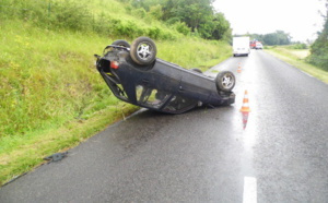 La voiture fait deux tonneaux à Romilly-sur-Andelle : un blessé léger