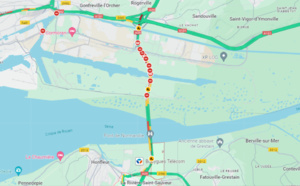 Carambolage sur le viaduc du Grand Canal, l'A28 fermée en direction du Havre