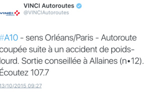 L'A10 fermée vers Paris à cause d'un accident de poids-lourd en Eure-et-Loir