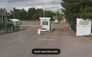 Visite éclair du ministre de l'intérieur à l'école de police de Oissel, ce jeudi 