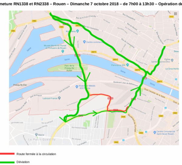 Opération de déminage à Rouen : restriction de circulation sur la RN1338 ce dimanche 7 octobre