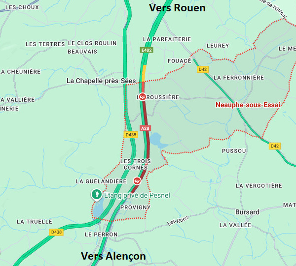 Accident sur l’A28 : un poids lourd et deux voitures impliqués, la circulation coupée vers Rouen