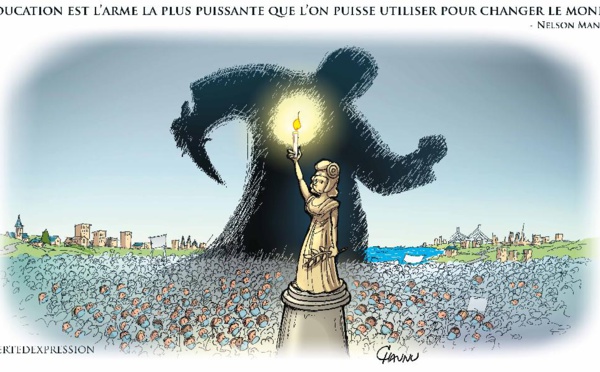 La région Normandie affiche un dessin de Chaunu à Rouen et Caen pour "la liberté d'expression"