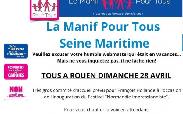 Manif pour tous : "gros comité d'accueil" pour la venue de Hollande dimanche à Rouen