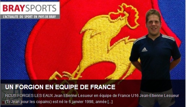 Rugby : Jean Etienne Lesueur (Forges-les-Eaux) en équipe de France U16