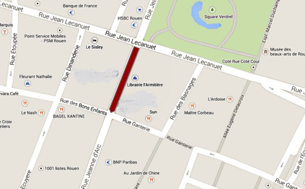 Rouen : par mesure de sécurité, la rue Jeanne d'Arc est fermée jusqu'au 22 décembre
