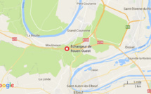 Un poids lourd couché sur la chaussée : l'A13 coupée avant la sortie Rouen Ouest, vers Paris