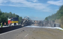 Un poids lourd se couche et prend feu : l’autoroute A29 coupée dans les deux sens en Seine-Maritime 